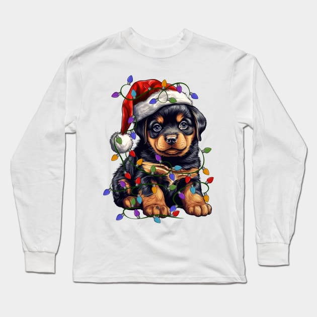 Christmas Puppy Long Sleeve T-Shirt by Chromatic Fusion Studio